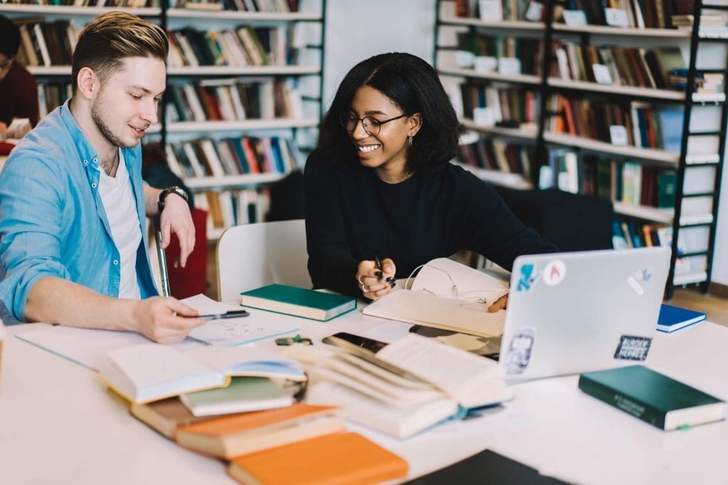 working in the library