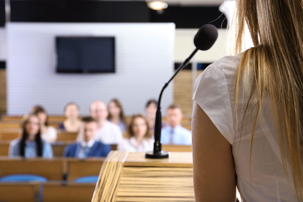 Public speaking can be part of a student's  portfolio